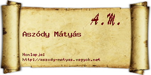 Aszódy Mátyás névjegykártya